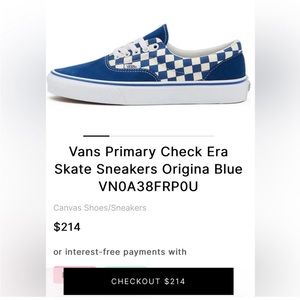 Vans blue checkerboard sneakers- hard to find!